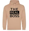 Мужская толстовка (худи) The real boss Песочный фото
