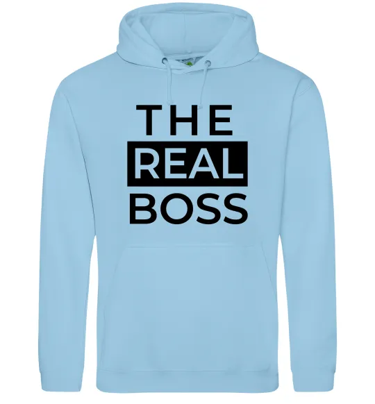 Мужская толстовка (худи) The real boss Голубой фото
