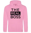 Женская толстовка (худи) The real boss Розовый фото