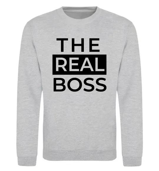 Світшот The real boss Сірий меланж фото