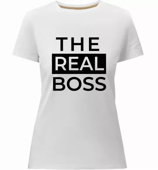 Жіноча преміум футболка The real boss Білий фото