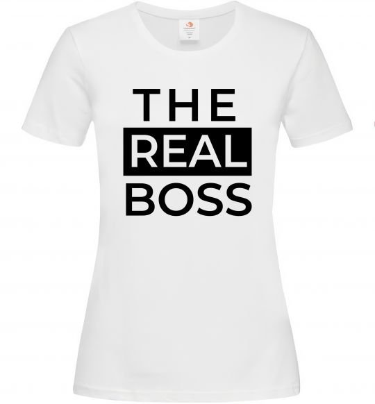 Жіноча футболка The real boss Білий фото