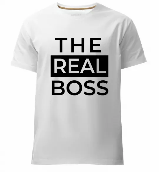 Мужская премиум футболка The real boss Белый фото