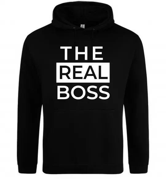 Мужская толстовка (худи) The real boss Черный фото