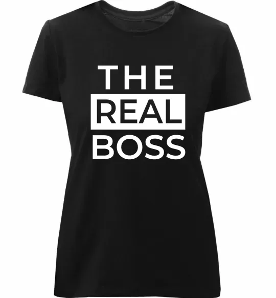 Жіноча преміум футболка The real boss Чорний фото