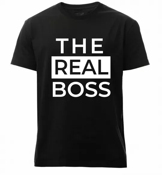 Мужская премиум футболка The real boss Черный фото