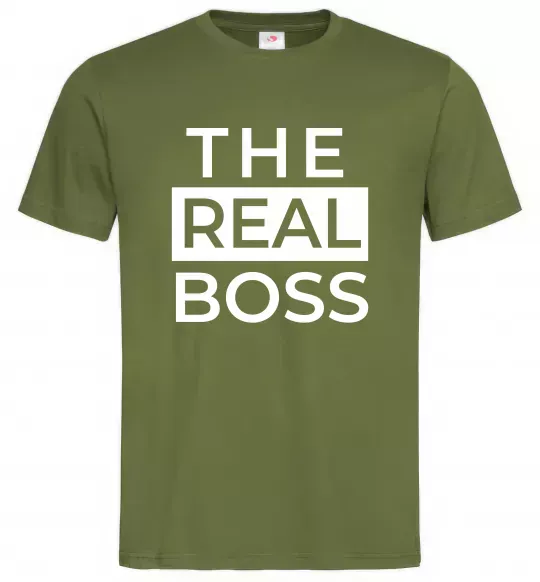 Мужская футболка The real boss Оливковый фото