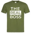 Мужская футболка The real boss Оливковый фото