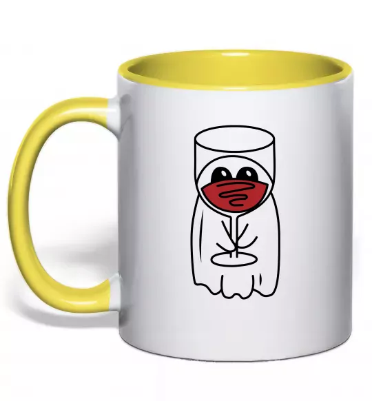 Чашка с цветной ручкой Привид з вином Солнечно желтый фото