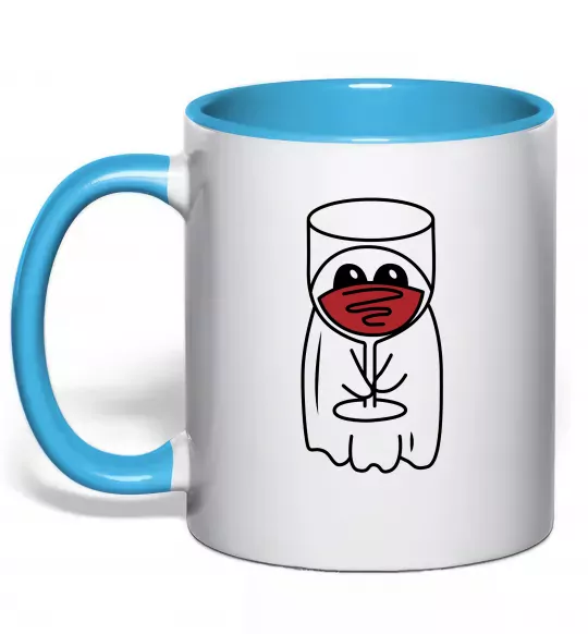 Чашка с цветной ручкой Привид з вином Голубой фото