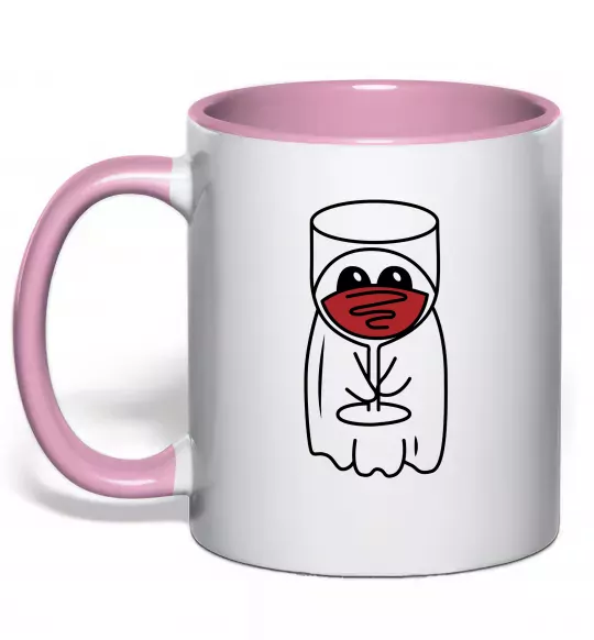 Чашка с цветной ручкой Привид з вином Нежно розовый фото