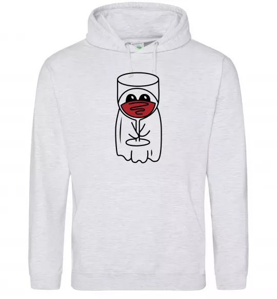 Мужская толстовка (худи) Привид з вином Серый меланж фото