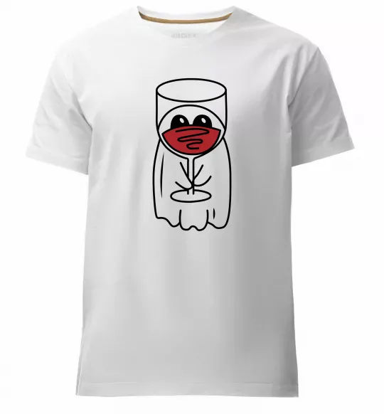 Чоловіча преміум футболка Привид з вином Білий фото