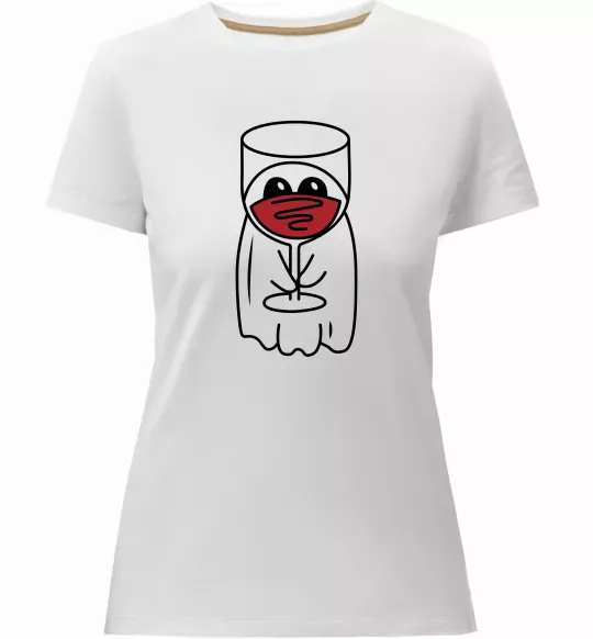 Женская премиум футболка Привид з вином Белый фото