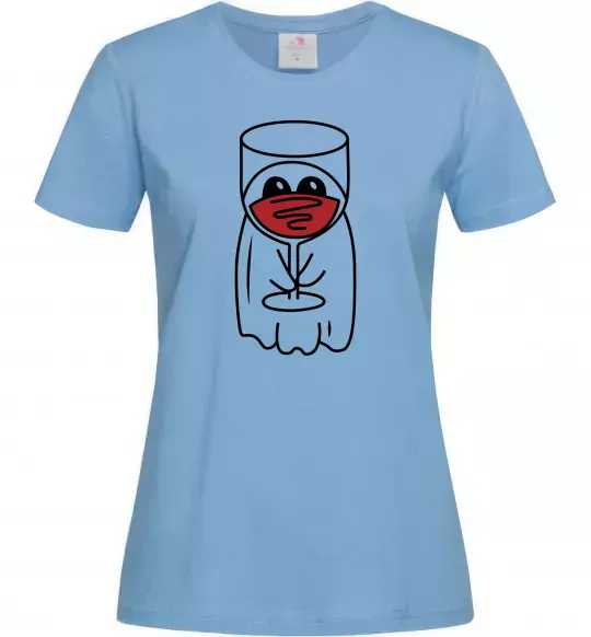 Женская футболка Привид з вином Голубой фото