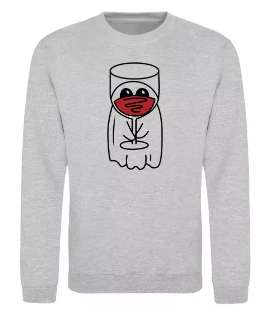 Світшот Привид з вином Сірий меланж фото