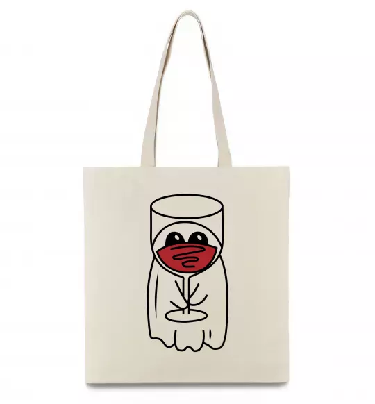 Эко-сумка Привид з вином Бежевый фото