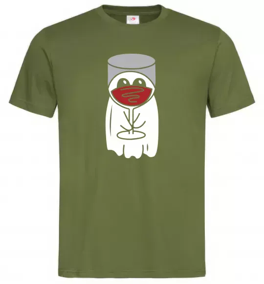 Мужская футболка Привид з вином Оливковый фото