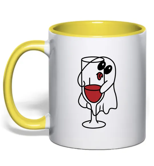 Чашка с цветной ручкой Привид з вином пара Лимонный фото