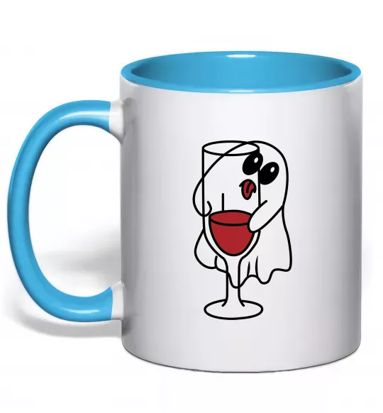 Чашка с цветной ручкой Привид з вином пара Голубой фото