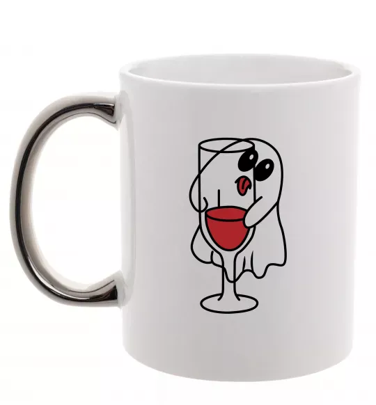 Чашка с цветной ручкой Привид з вином пара Серебро фото