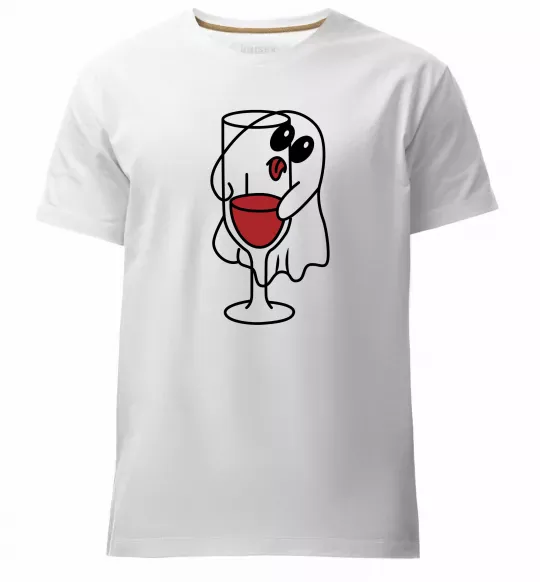 Чоловіча преміум футболка Привид з вином пара Білий фото