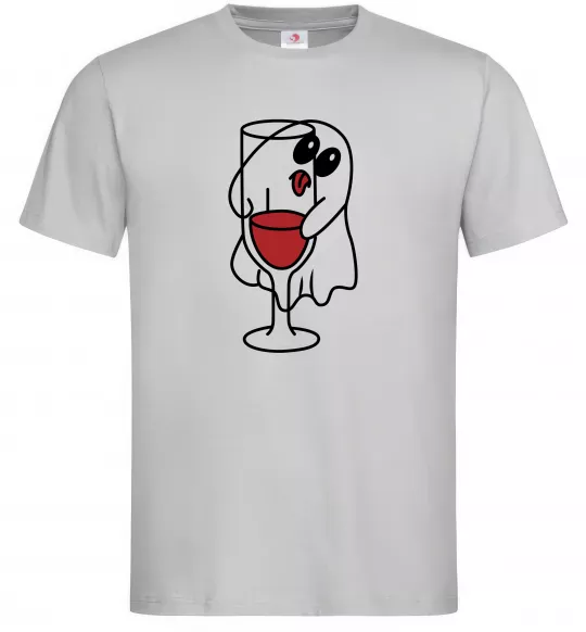 Мужская футболка Привид з вином пара Серый фото