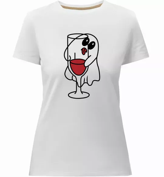 Женская премиум футболка Привид з вином пара Белый фото