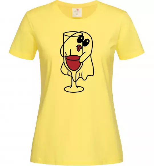 Жіноча футболка Привид з вином пара Лимонний фото
