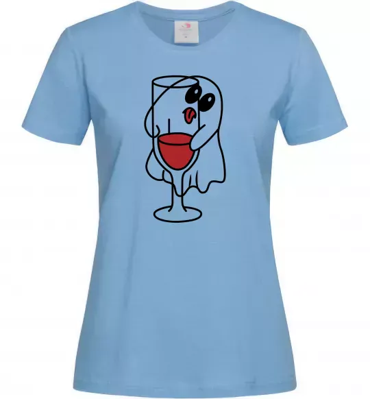 Жіноча футболка Привид з вином пара Блакитний фото