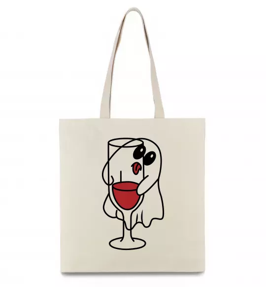 Эко-сумка Привид з вином пара Бежевый фото