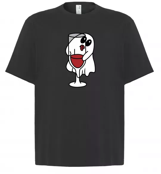 Футболка Оверсайз Привид з вином пара Чорний фото