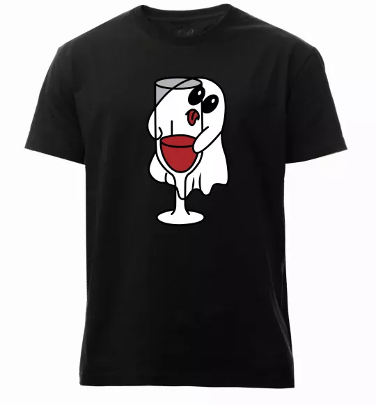 Чоловіча преміум футболка Привид з вином пара Чорний фото