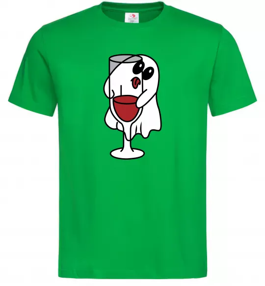 Мужская футболка Привид з вином пара Зеленый фото