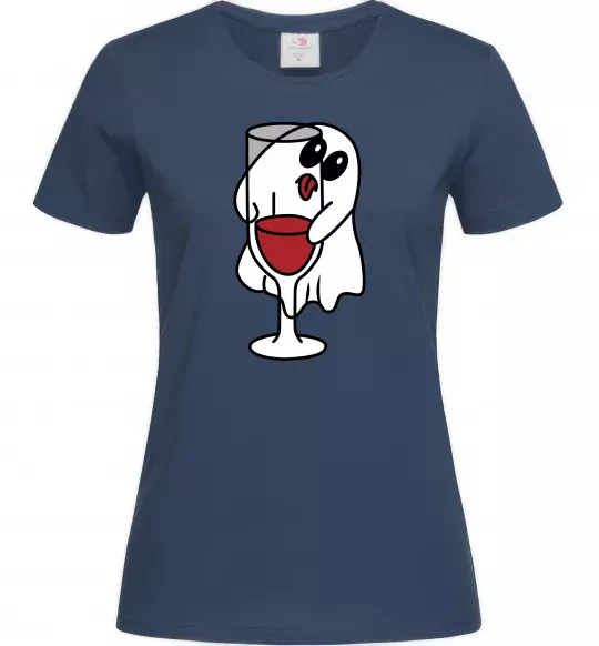 Жіноча футболка Привид з вином пара Темно-синій фото