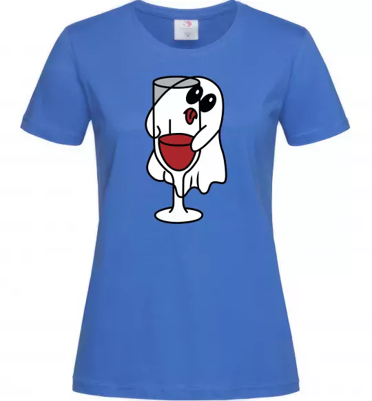 Жіноча футболка Привид з вином пара Яскраво-синій фото