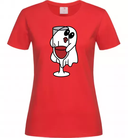 Жіноча футболка Привид з вином пара Червоний фото
