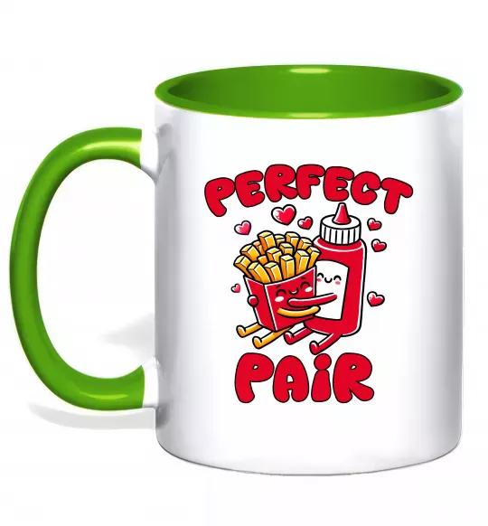 Чашка с цветной ручкой Кетчуп з картоплею Зеленый фото