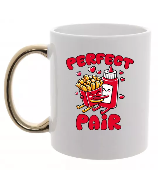 Чашка з кольоровою ручкою Картопля з кетчупом Золото фото