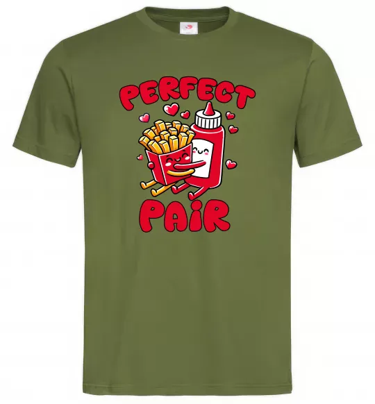 Мужская футболка Картопля з кетчупом Оливковый фото