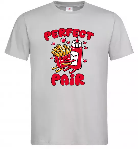 Мужская футболка Картопля з кетчупом Серый фото