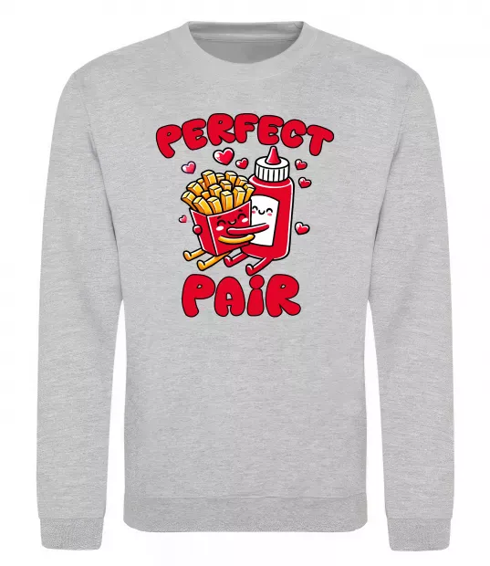 Світшот Картопля з кетчупом Сірий меланж фото