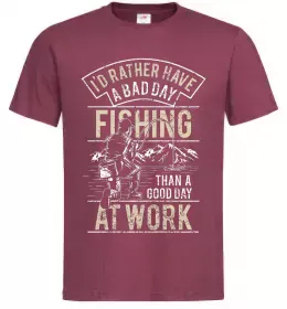 Чоловіча футболка Fishing day, колір - бордовий, розмір - S Бордовий фото