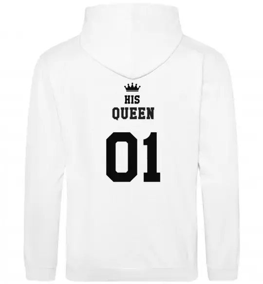 Жіноча толстовка (худі) His queen на спині Білий фото