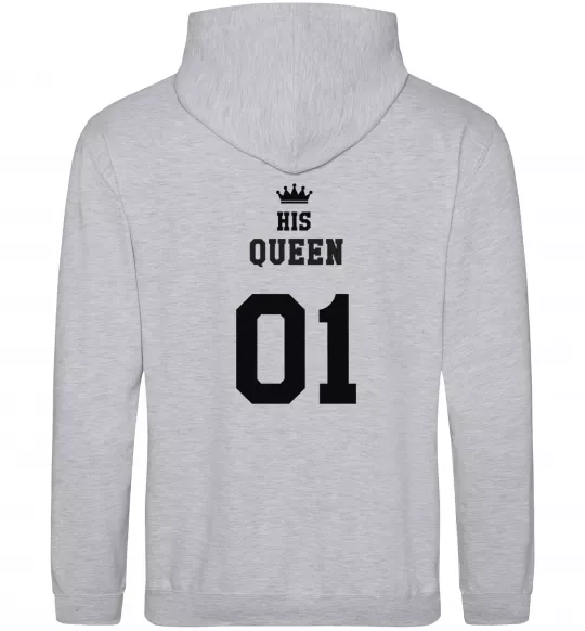Жіноча толстовка (худі) His queen на спині Сірий меланж фото