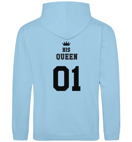Женская толстовка (худи) His queen на спині Голубой фото