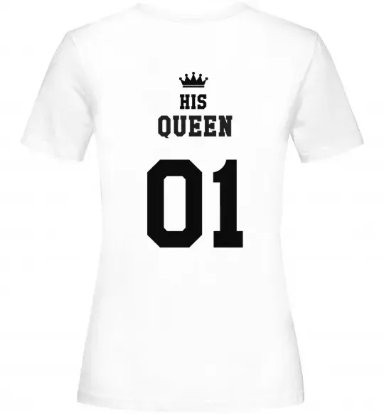 Жіноча футболка His queen на спині Білий фото