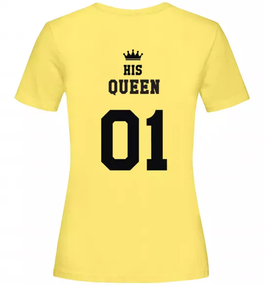 Жіноча футболка His queen на спині Лимонний фото