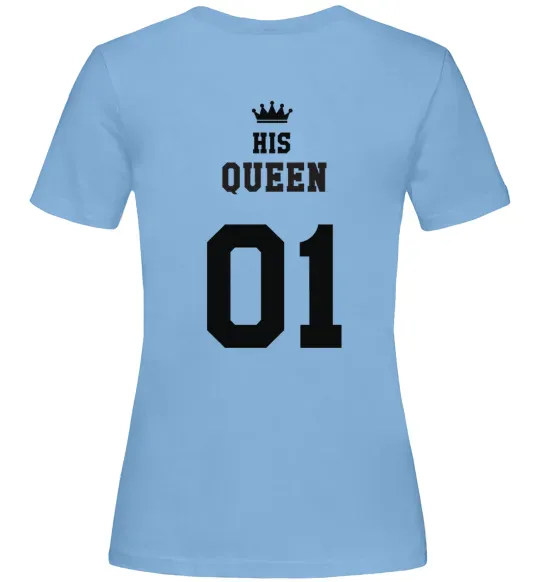 Жіноча футболка His queen на спині Блакитний фото