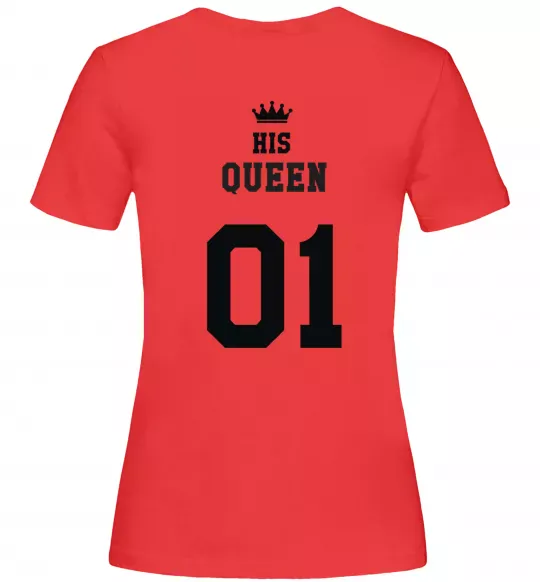 Жіноча футболка His queen на спині Червоний фото